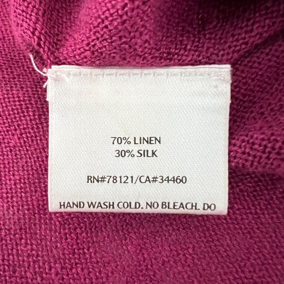 Eileen Fisher Womens Linen Silk Open Front Cardigan Sweater Raspberry size Small - Picture 10 of 12